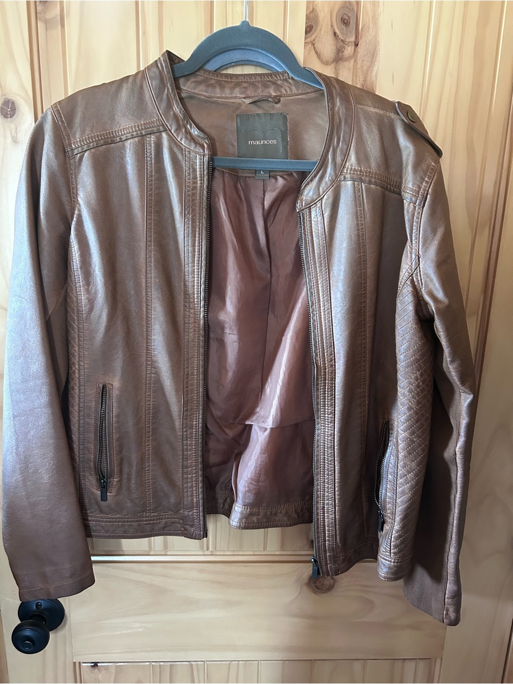 Maurices Brown Faux-Leather Bomber Jacket